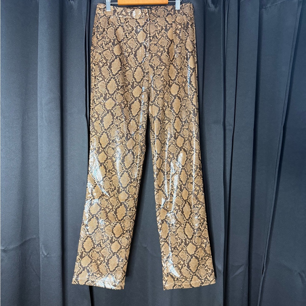JLUXLABEL Brown and Black Snake Print Pants